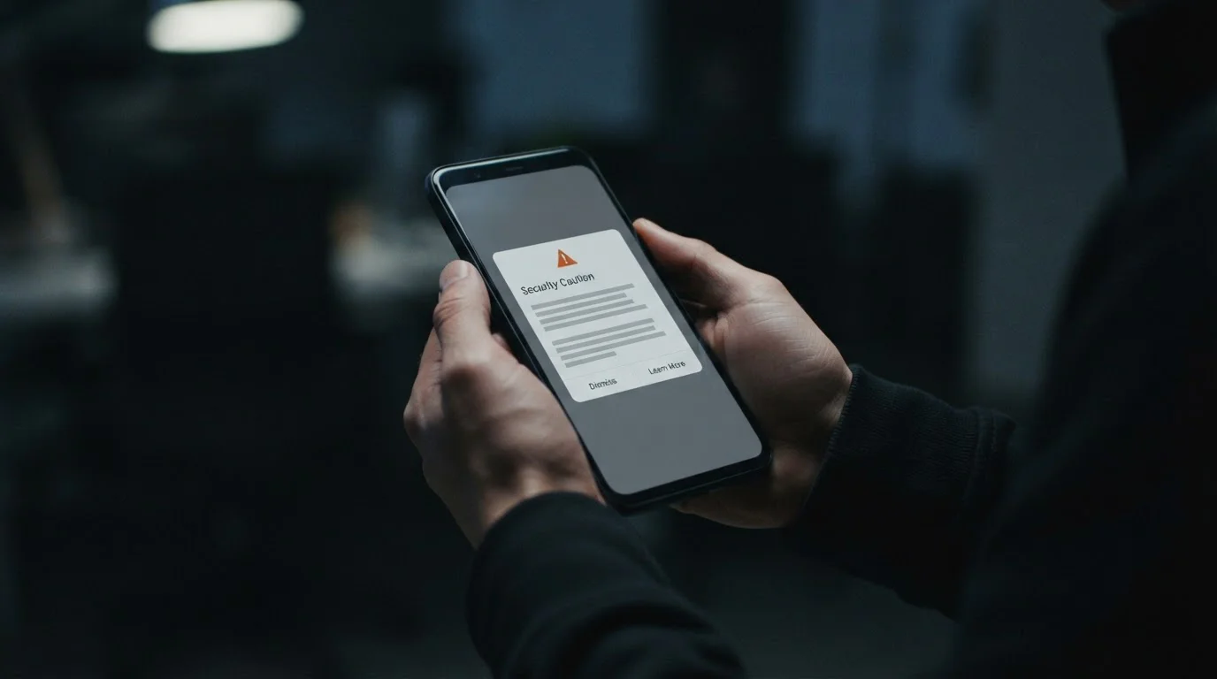 Android-Smartphone mit Sicherheitswarnung und APK-Installationsdialog