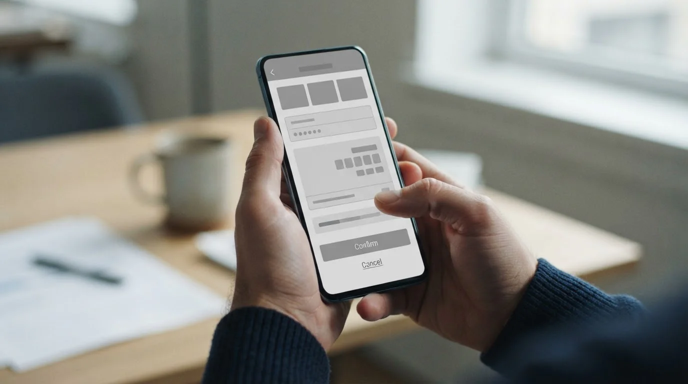 Hand bedient Smartphone für digitale Zahlung bei Sportwetten-Einzahlung