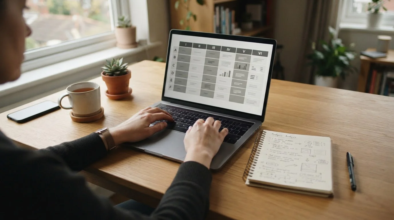 Systematischer Vergleich von Wettanbietern mit neutralen Bewertungskriterien auf Laptop-Bildschirm