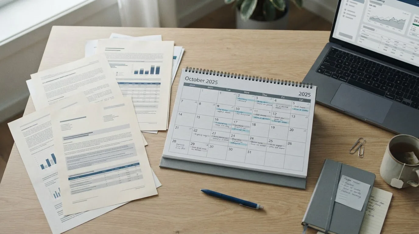 Kalender und Dokumente zeigen regulatorische Änderungen bei Banküberweisungen