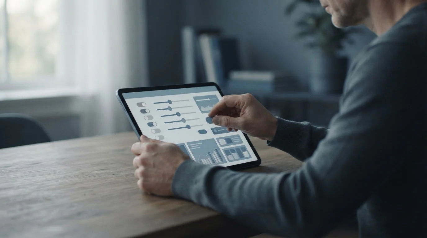 Person richtet auf dem Tablet ein Einzahlungslimit ein