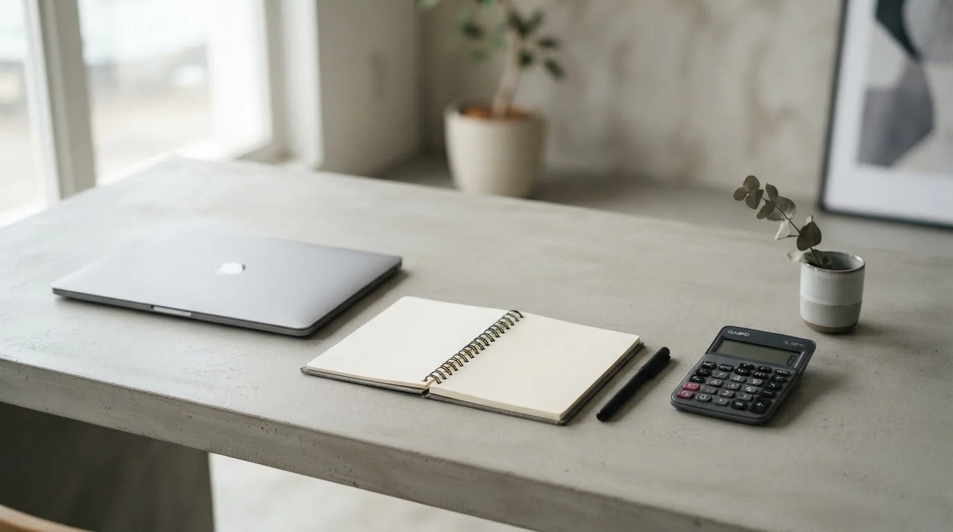 Leerer Arbeitsplatz mit geschlossenem Laptop symbolisiert bewussten Umgang mit Wetten
