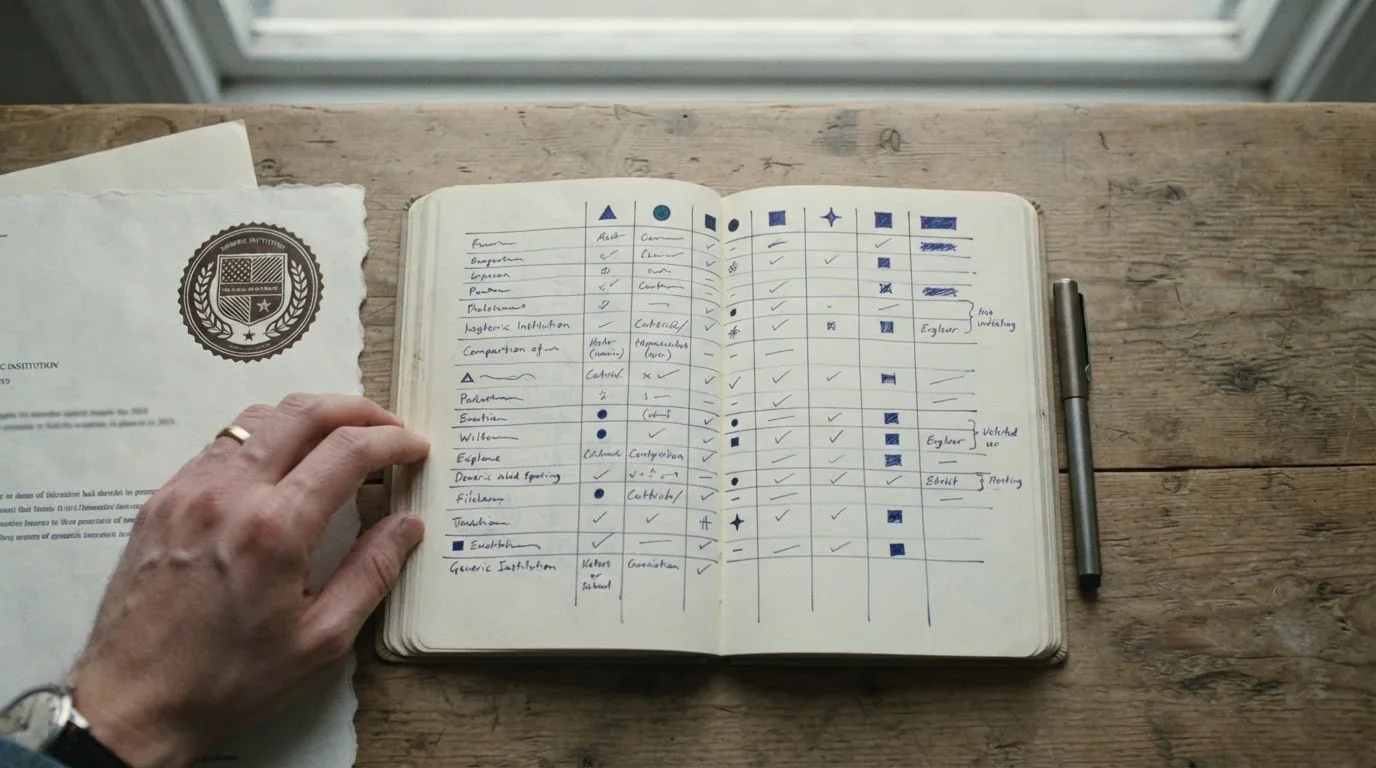 Aufgeklapptes Notizbuch mit Vergleichstabelle verschiedener Wettanbieter