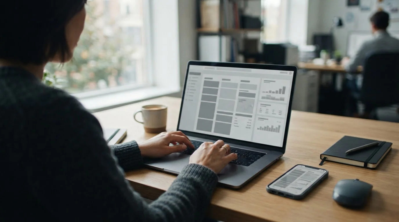 Arbeitsplatz mit Laptop und Smartphone beim Vergleich von Wettquoten