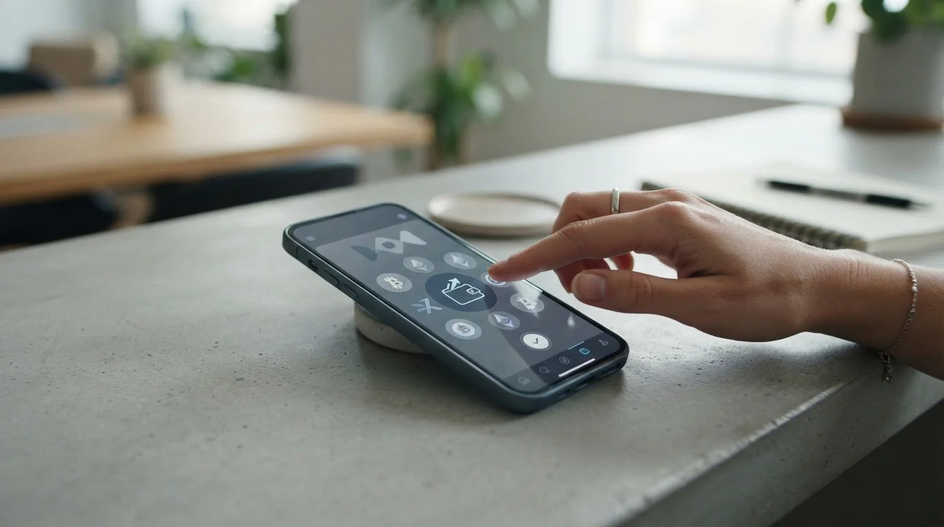 Smartphone mit verschiedenen digitalen Zahlungsoptionen auf dem Display